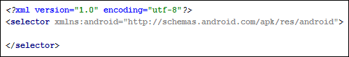 An XML file showing a blank SELECTOR