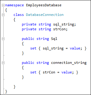 C# code showing two properties