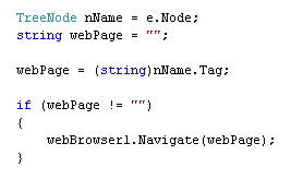 C# Code to navigate to a web page