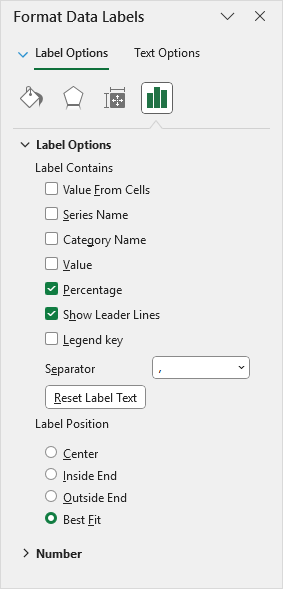 Excel 2025 - Format Pie Chart Data Labels
