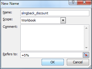 The New name dialogue box showing a custom name set up