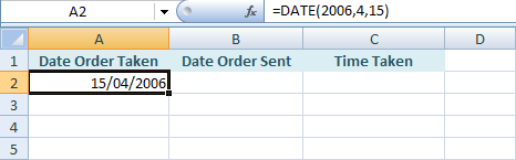 A Date in Excel 2007