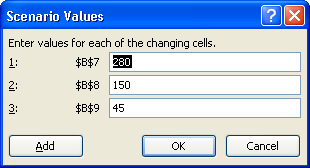 Excel 2007 Scenario Values