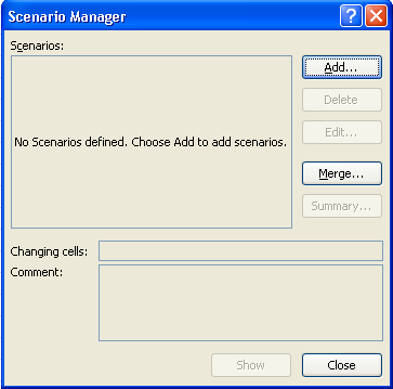 The Scenario Manager dialogue box