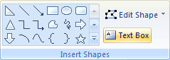 Insert Shapes panel > Text Box
