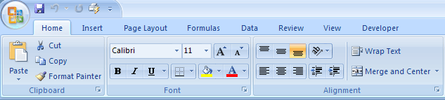 Excel 2007 Ribbon - Left Half