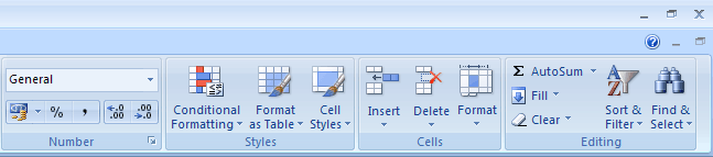 Excel 2007 Ribbon - Right Half