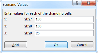 New values added for the scenario