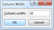 Changbe the Column Width in Exce
