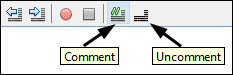 The comments toolbar in NetBeans