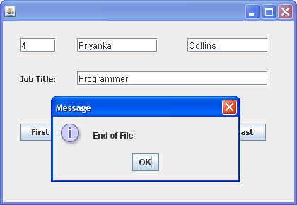 End of File error message