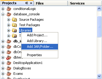 The Add JAR/Folder menu