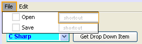 Select the Shortcut for the menu item