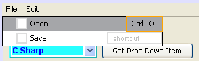 A shortcut for the menu item