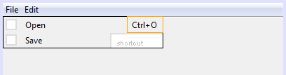 A shortcut for the menu item