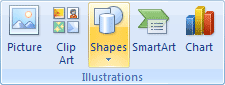 The Illustrations panel in Word 2007 and Word 2010