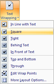 Text Wrapping menu