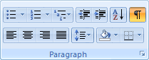 The Paragraph panel in Word 2007 and Word 2010