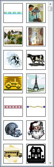 All Clip Art showing in the list box