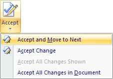The Accept changes menu