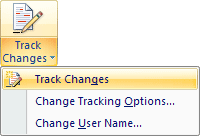 The Track Changes menu