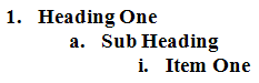Sub headings