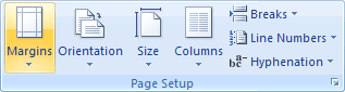 The Margin item on the Page Setup panel in Word 2007 and Word 2010