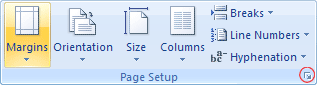 Shortcut to Page Setup dialogue box