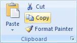 The Copy item on the Clipboard panel in Word 2007 and Word 2010