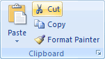 The Cut item on the Clipboard panel in Word 2007 and Word 2010
