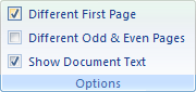 The Options panel in Word 2007 and Word 2010