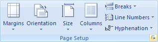 he Page Setup panel in Word 2007 and Word 2010