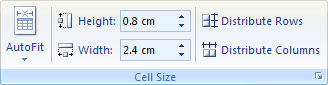 The Cell Size panel