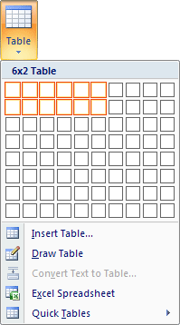 Select a 6 x 2 grid