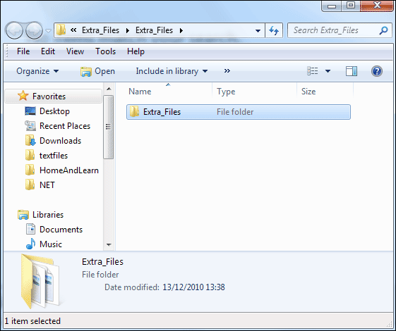 The extracted folder